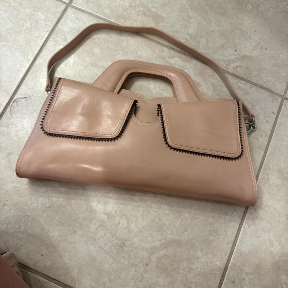 Jeffrey Campbell very rare Lorelai Tan and cream leather crossbody bag $285